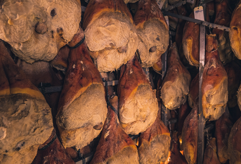 Affinage du jambon de Bayonne dans la cave